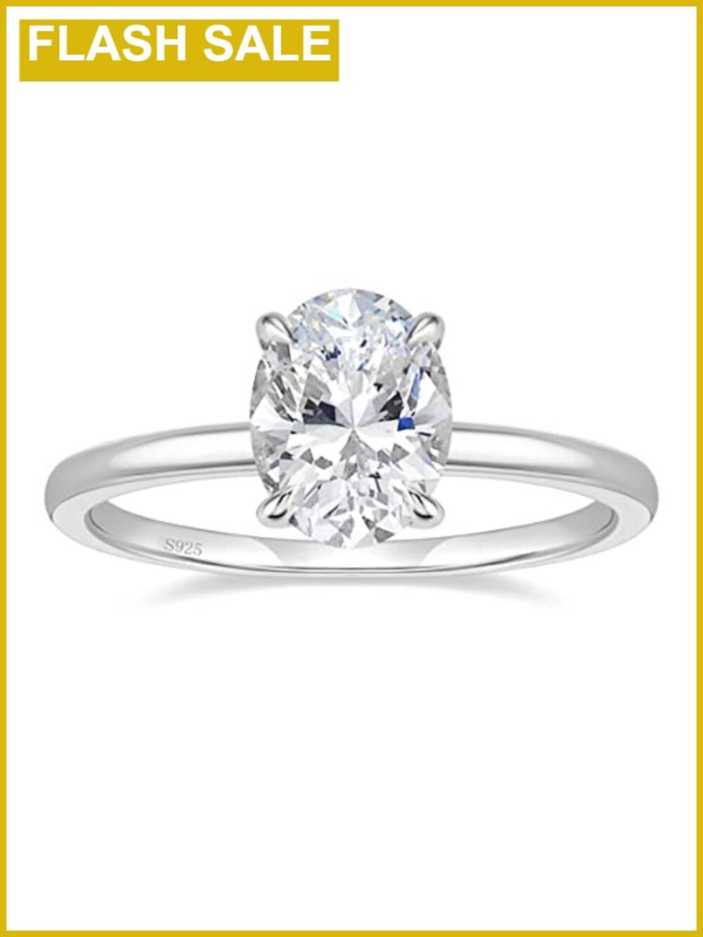 925 Sterling Silver Oval Cut Engagement Ring Cubic Zirconia Women's